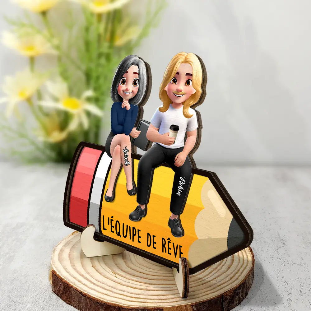 Plaque en bois personnalisée – Décoration de bureau, cadeau pour enseignant(e) et collègues