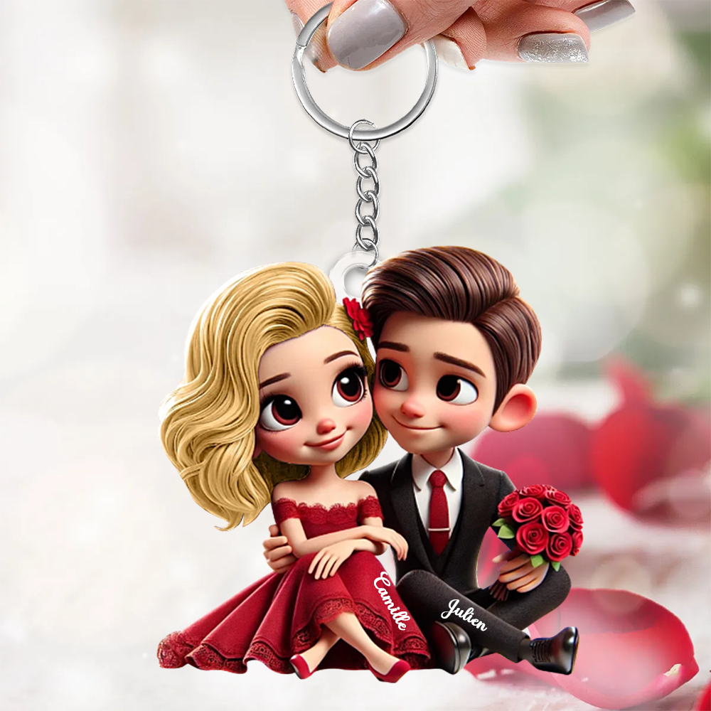 Couple – Porte-clés en acrylique avec noms, cadeau pour couple