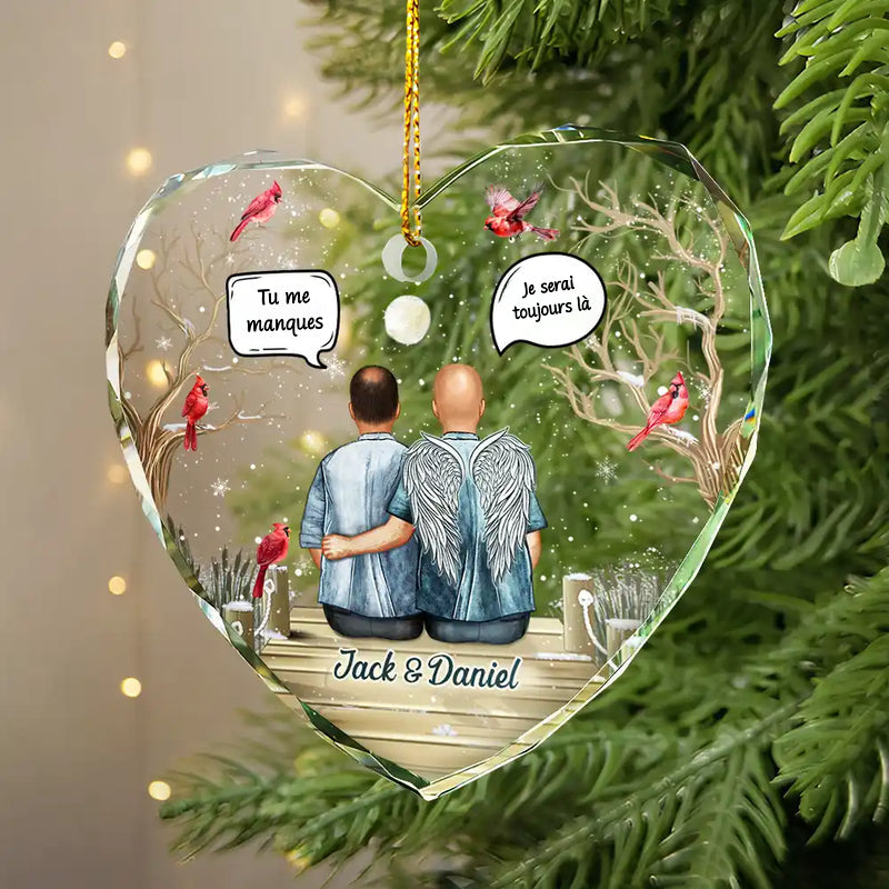 Ornement en verre en forme de cœur – Décoration de Noël commémorative, cadeau de deuil