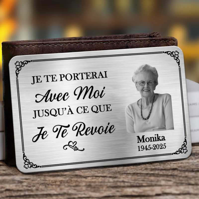 Carte de portefeuille personnalisée avec photo – Souvenir de deuil