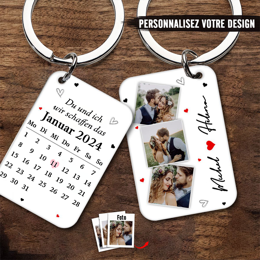 Porte-clés en acrylique personnalisé avec calendrier