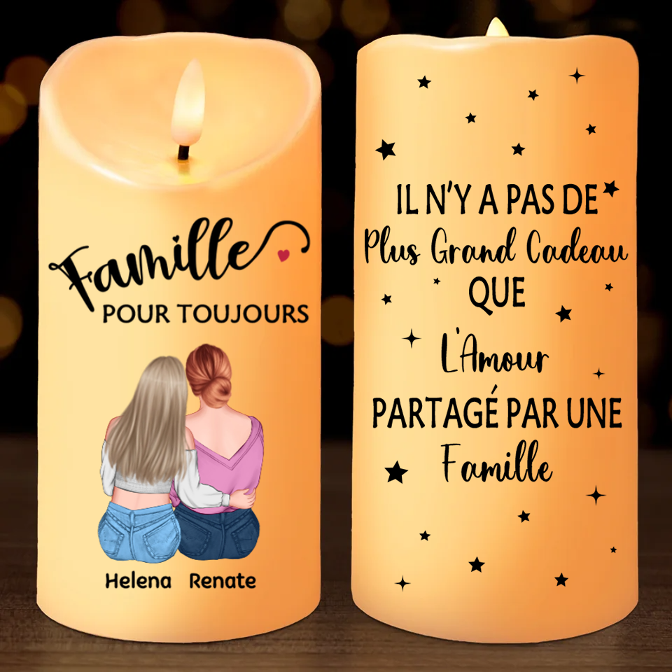 Bougie LED personnalisée pour la famille et les meilleurs amis
