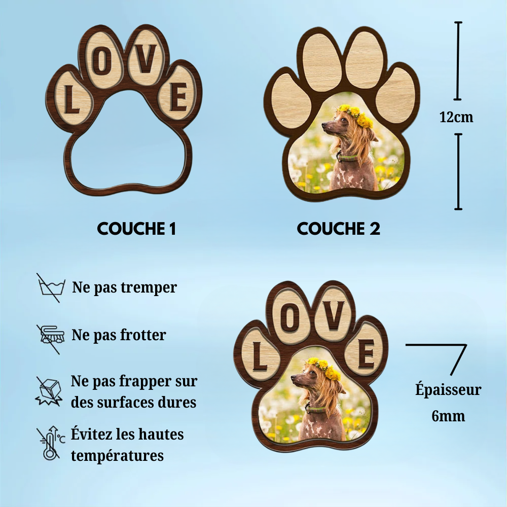 Clip pare-soleil avec photo et motif patte – Cadeau pour animal de compagnie