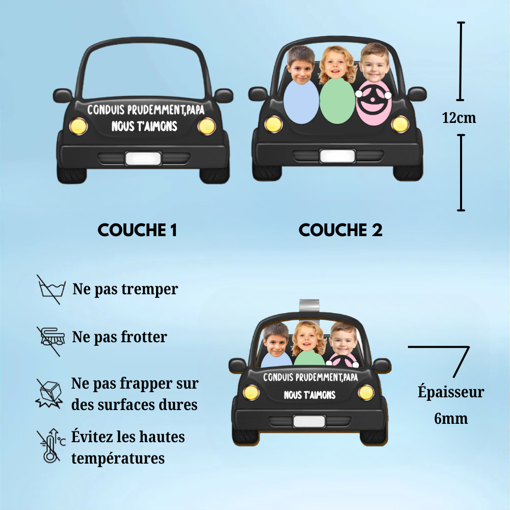 Clip de pare-soleil personnalisé avec 1-3 personnes – Cadeaux pour la famille