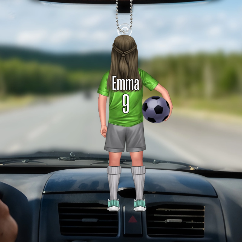 Enfant footballeur – Pendentif de voiture personnalisé pour fils et fille
