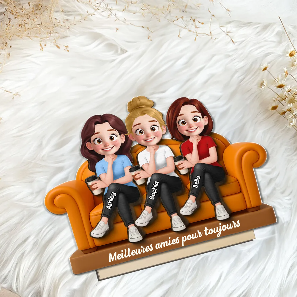 Plaque en bois personnalisée avec 2 à 5 femmes – Cadeau pour sœurs et meilleures amies