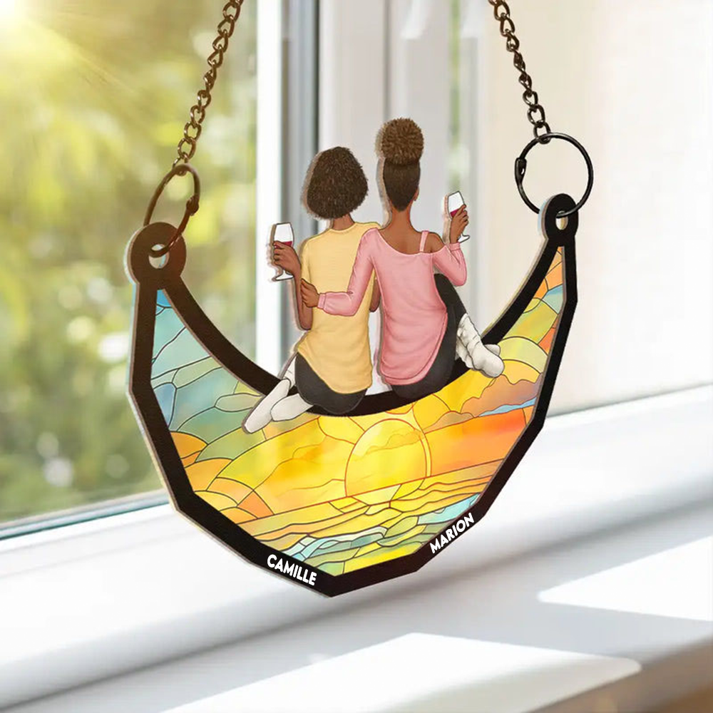 Ornement attrape-soleil avec 2 à 6 femmes personnalisé – Cadeau pour sœurs et amies