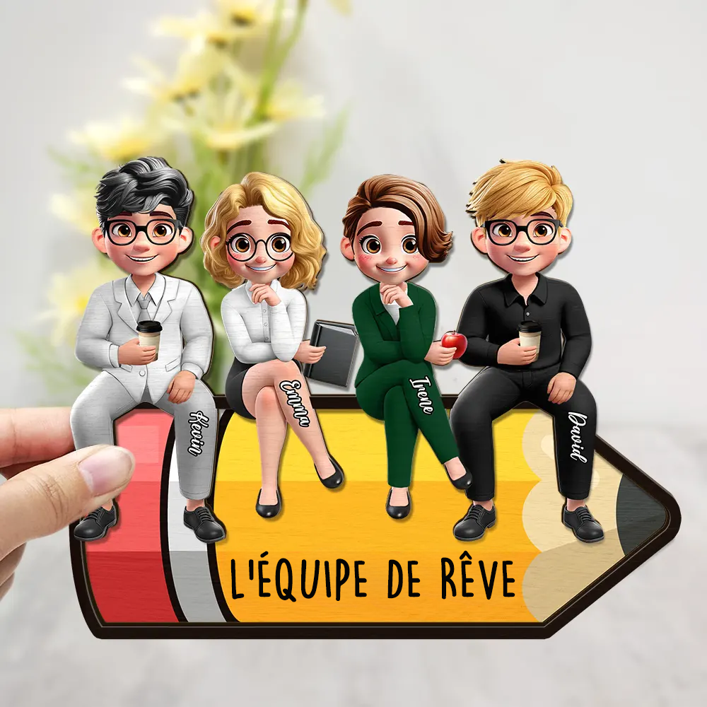 Plaque en bois personnalisée – Décoration de bureau, cadeau pour enseignant(e) et collègues