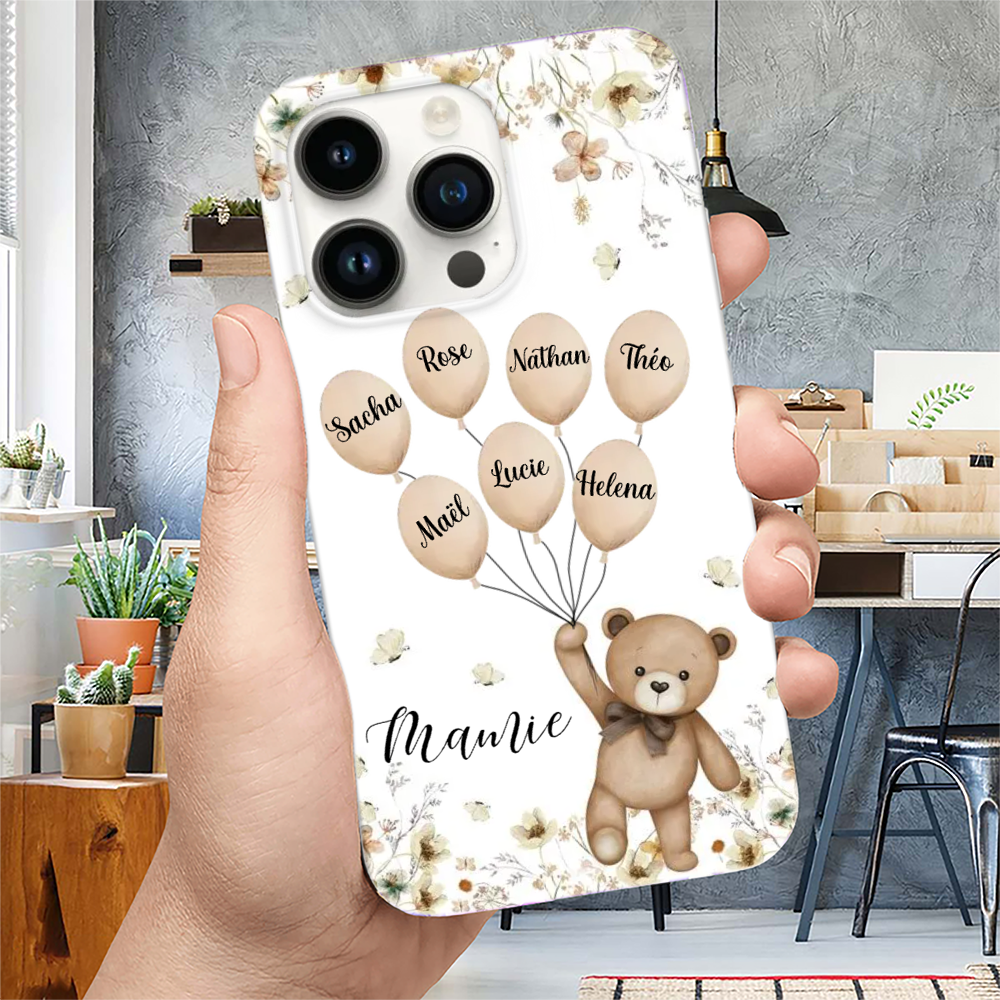 Coque de téléphone personnalisée Ours et Ballons pour iPhone et Samsung