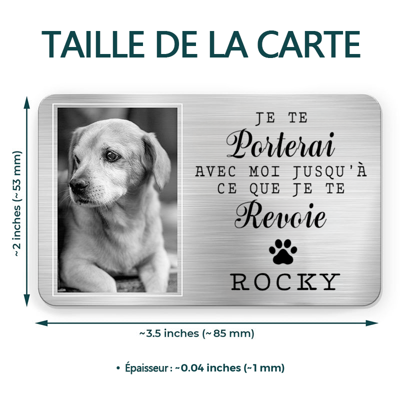 Carte portefeuille personnalisée avec photo Cadeau de condoléances pour animal de compagnie