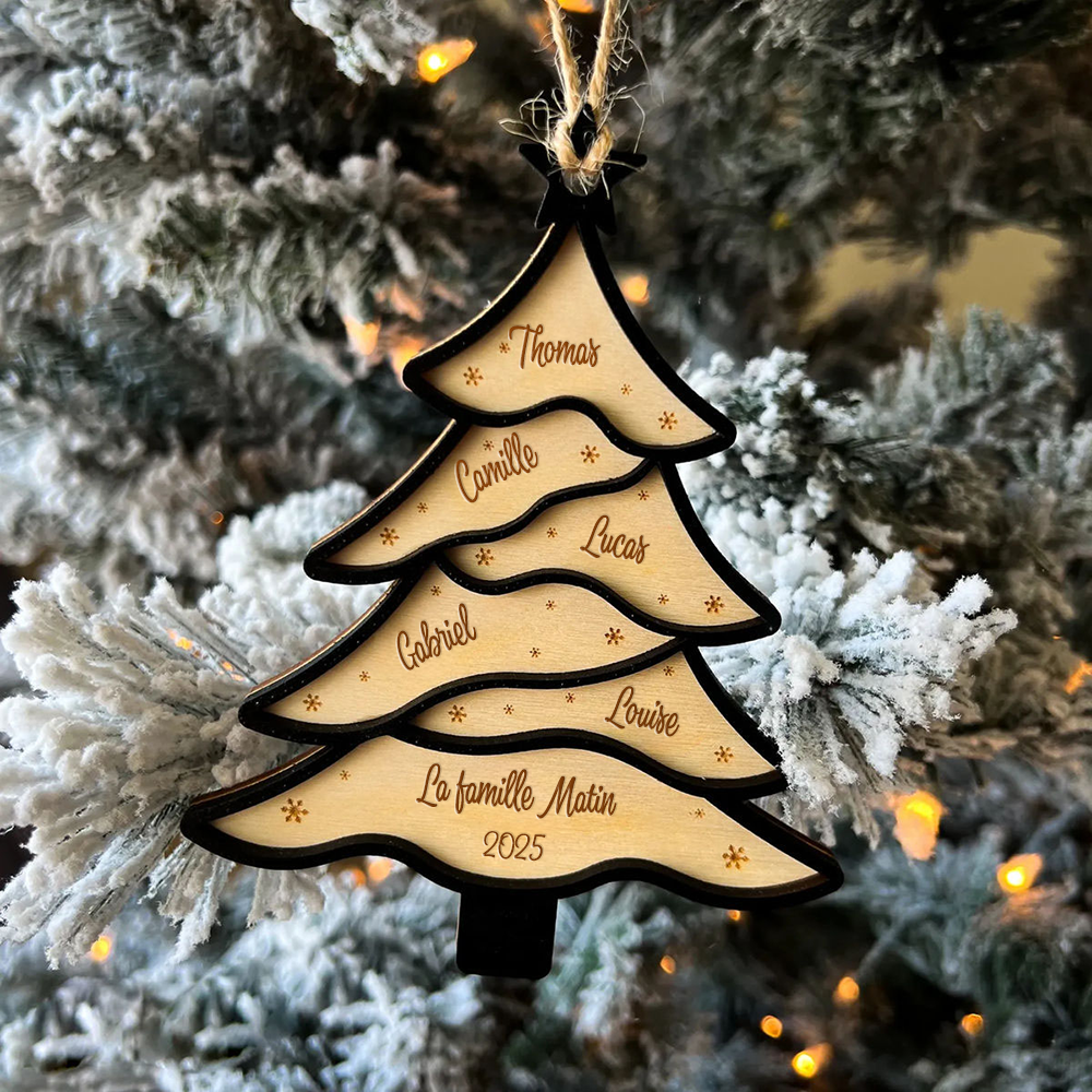 Orement pour sapin de Noël avec sapin et nom Pendentif de Noël personnalisé