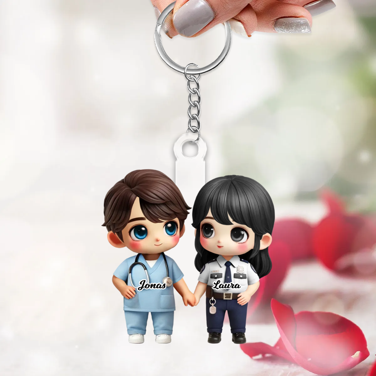 Porte-clés en acrylique Couple en tenue professionnelle – Cadeau pour couple