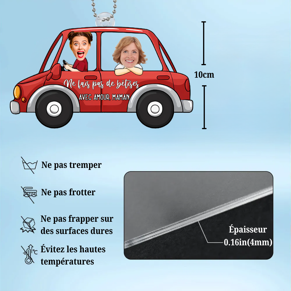 Ornement de voiture amusant avec photos pour fils et fille