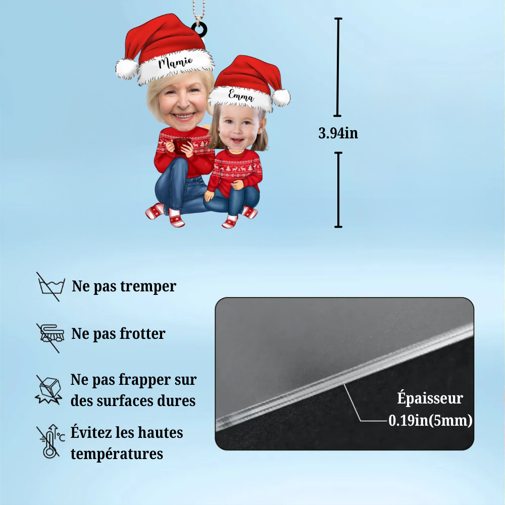 Décorations de Noël Grand-mère et petit-enfant Photo Ornament