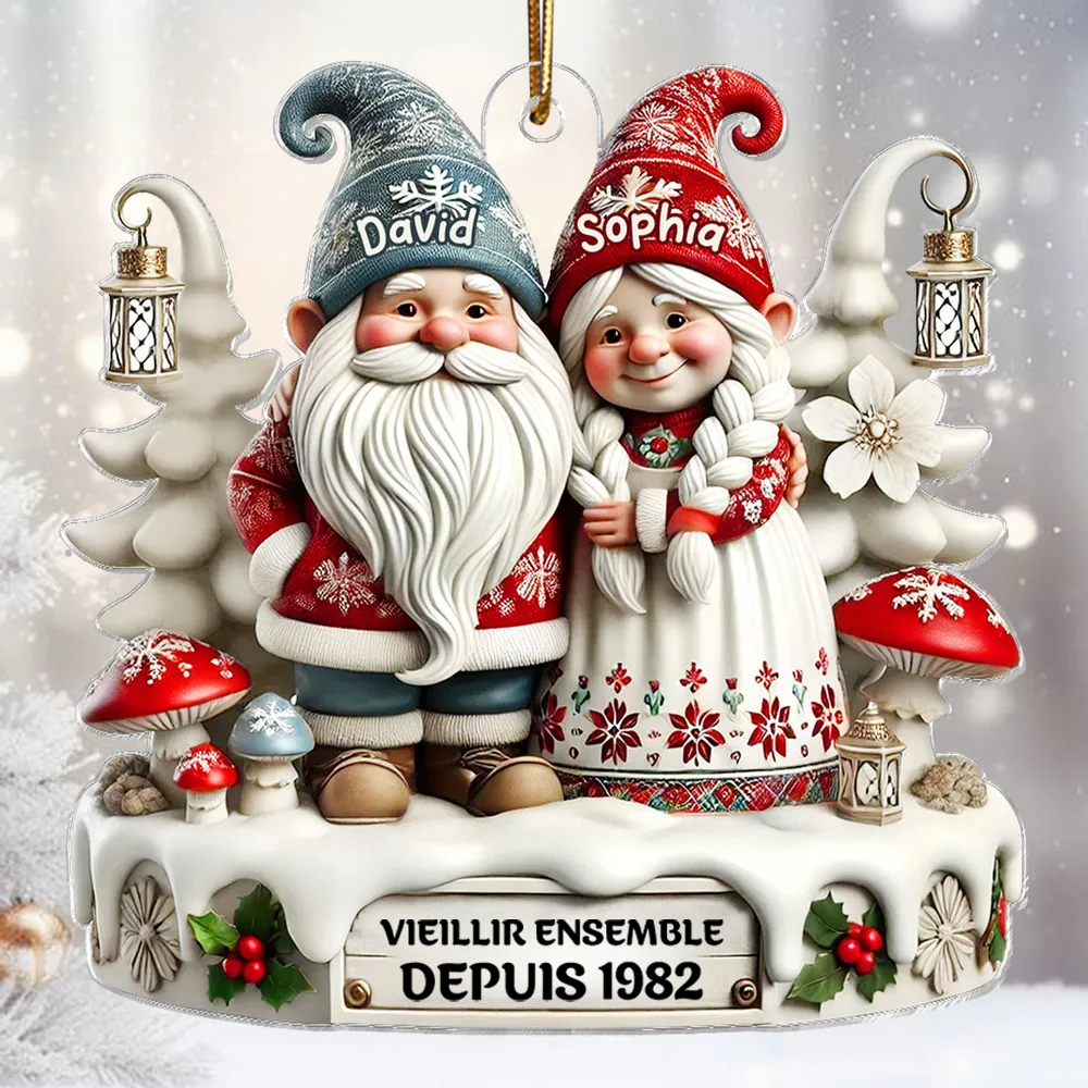 vieillir ensemble depuis-– Couple de lutins Pendentif de Noël