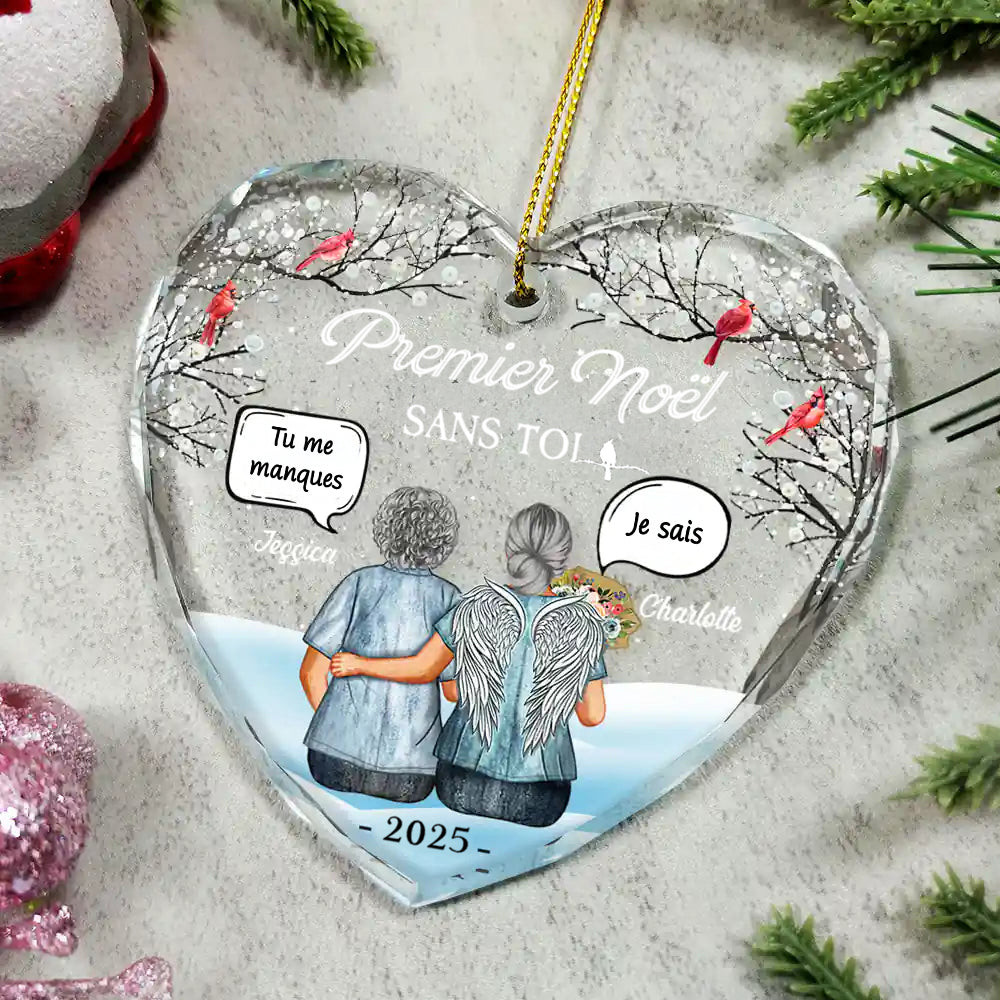 Premier Noël sans toi - Décoration personnalisée en verre pour Noël Cadeau de deuil