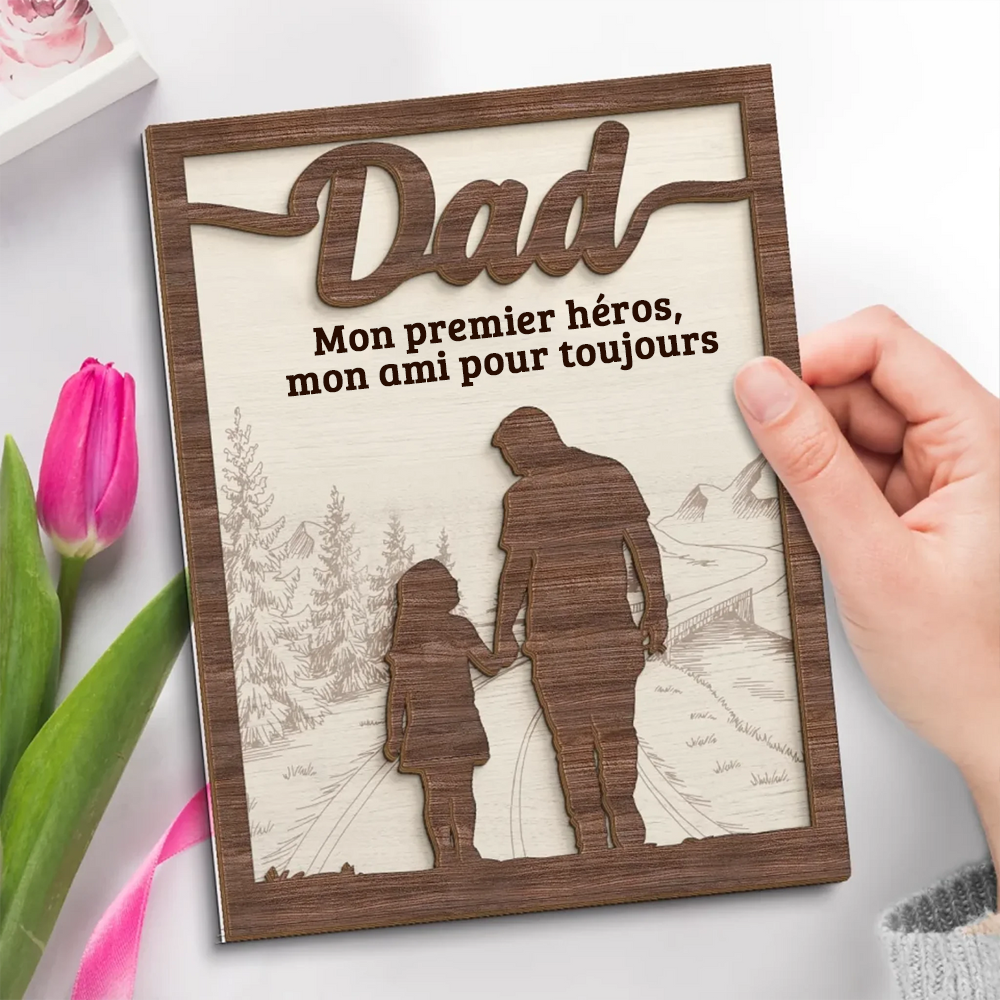 Panneau en bois personnalisé "Papa et enfant" pour père