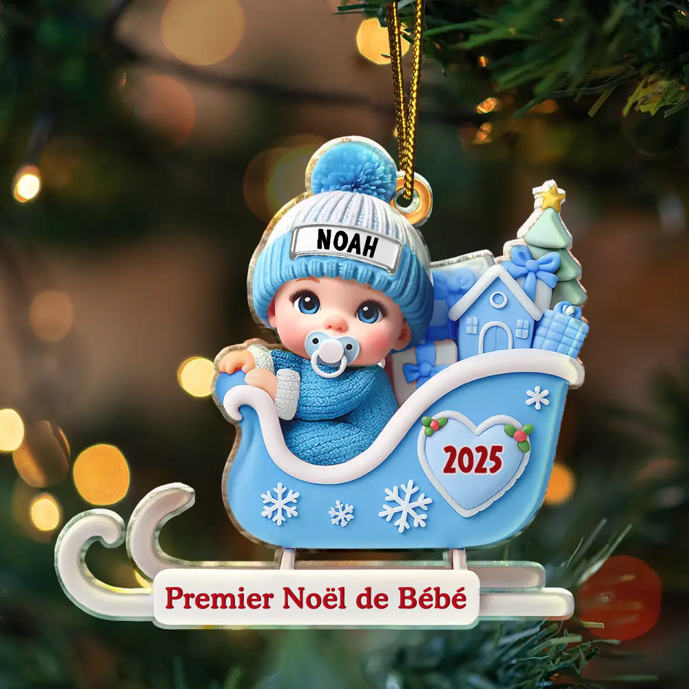 Premier Noël de bébé - Orement de Noël personnalisée avec nom et année