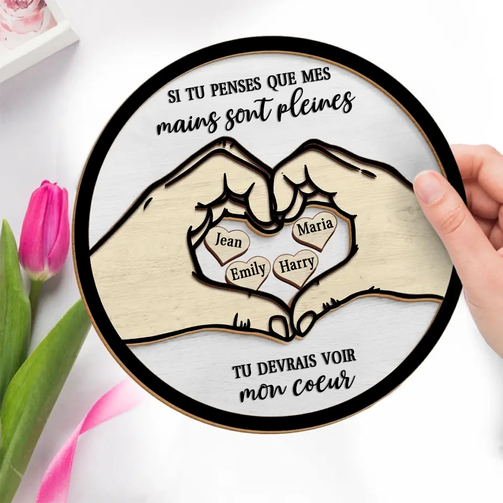 Tableau en bois personnalisé pour famille, mamie et papi