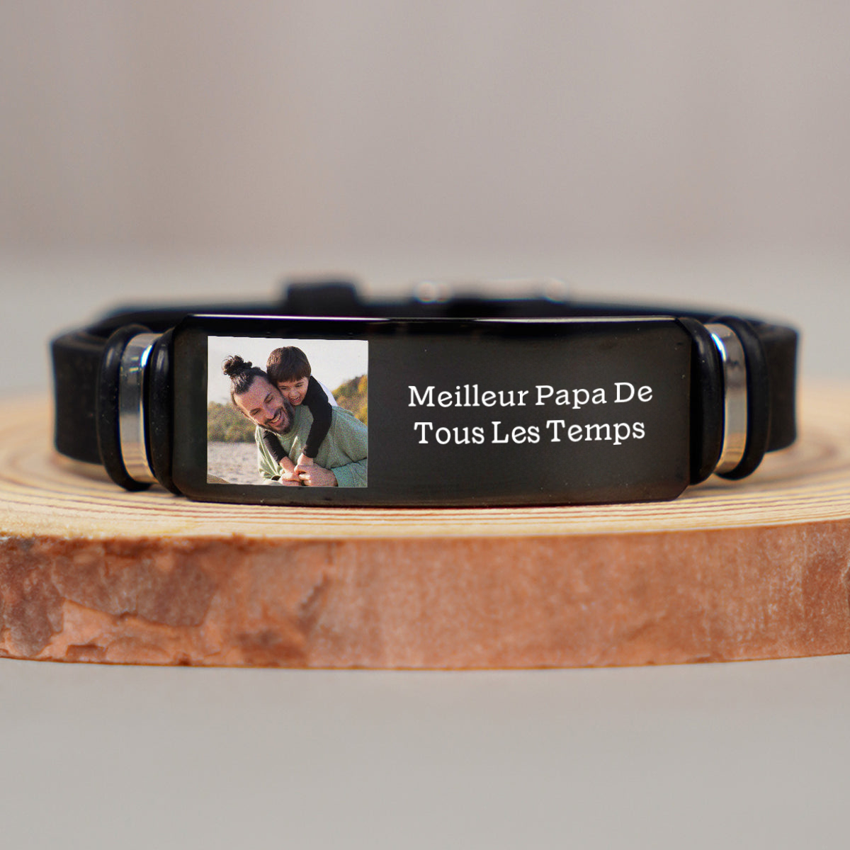 Bracelet en silicone avec photo – Cadeau personnalisé pour Papa