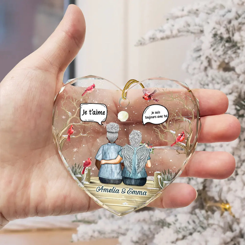 Ornement en verre en forme de cœur – Décoration de Noël commémorative, cadeau de deuil
