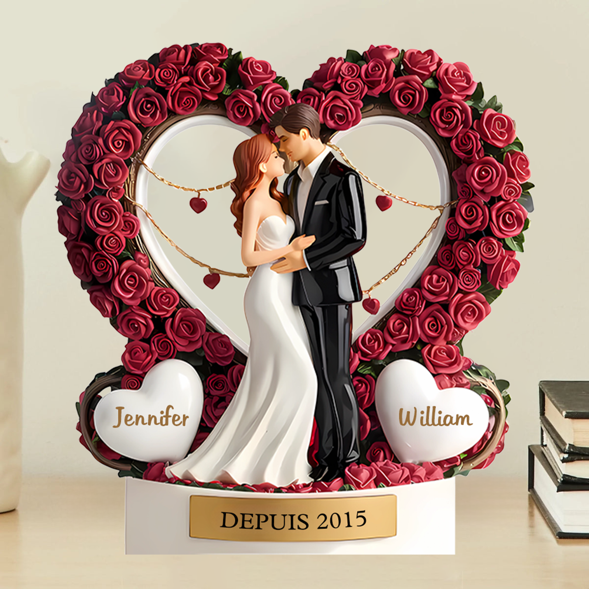 Mariage – Plaque en acrylique personnalisée avec prénoms, cadeau pour couple marié