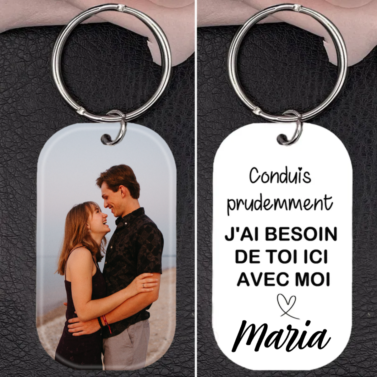 Acrylique Conduite prudente Photo Porte-clés avec nom-Cadeaux de Saint-Valentin