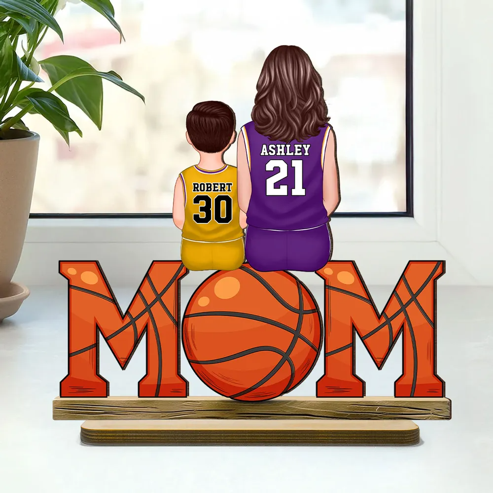 Maman de basketteur – Plaque en bois personnalisée MOM