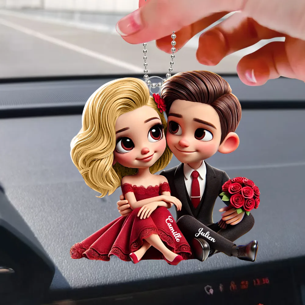 Porte-voiture en acrylique – Cadeau personnalisé pour couple