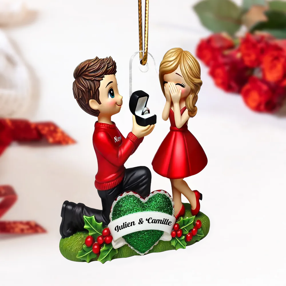 Demande en mariage – Pendentif en acrylique personnalisé avec noms, cadeau pour couple