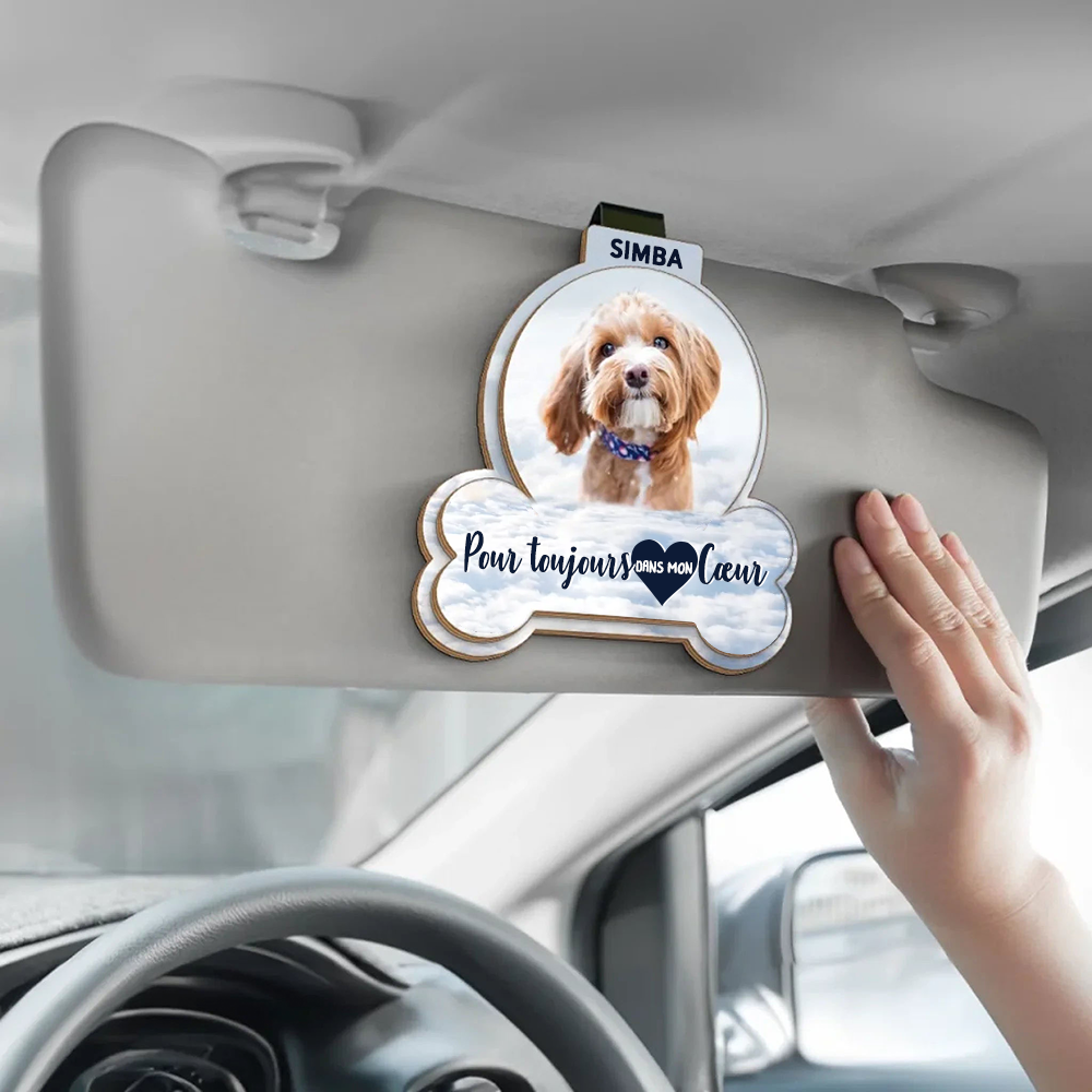 Clip pare-soleil avec photo – Cadeau commémoratif pour les propriétaires d’animaux