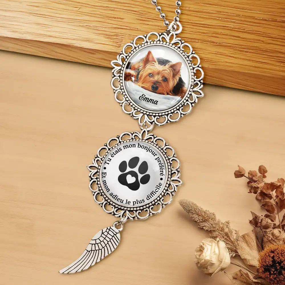 Pendentif en métal avec photo et texte Cadeau de condoléances pour animal de compagnie