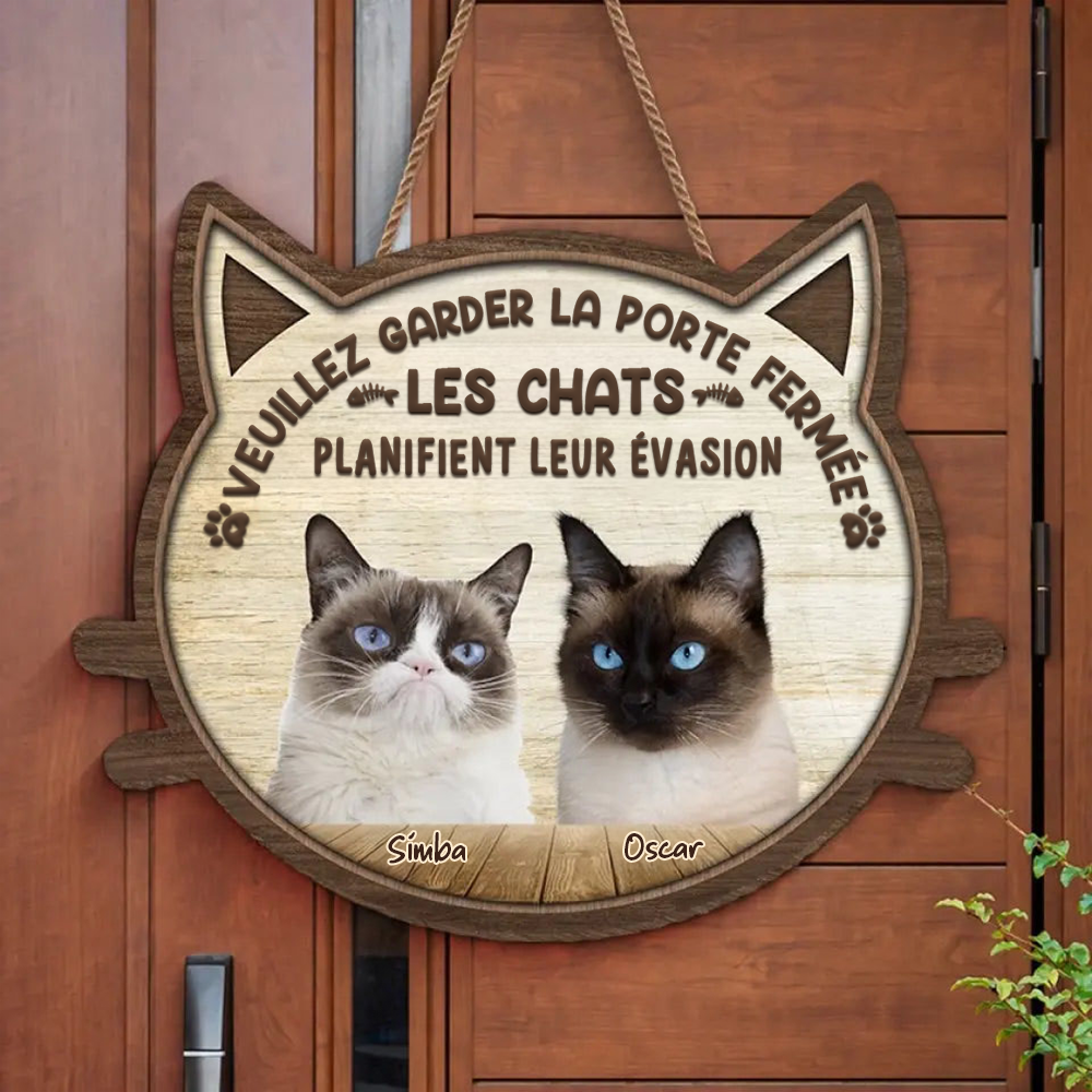 Panneau en bois personnalisé avec motif de chat – panneau photo en bois