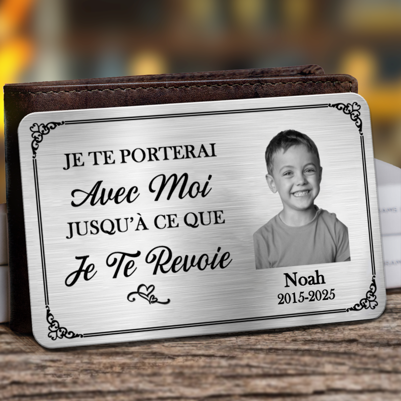 Carte de portefeuille personnalisée avec photo – Souvenir de deuil