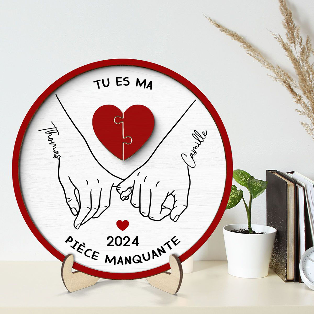 « Ma moitié manquante » – Plaque en bois personnalisée, cadeau pour couple