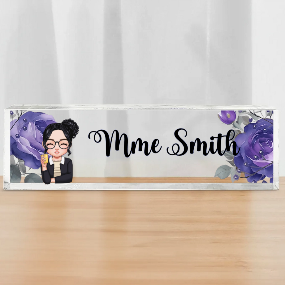 Plaque en acrylique personnalisée avec prénom – Cadeau pour enseignante et collègue