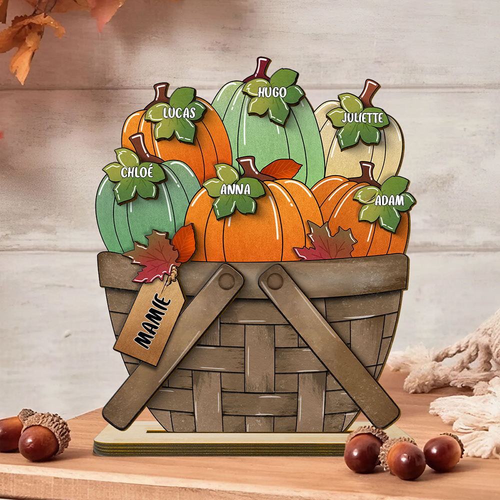 Plaque en bois personnalisée avec citrouilles – Cadeau pour Mamie