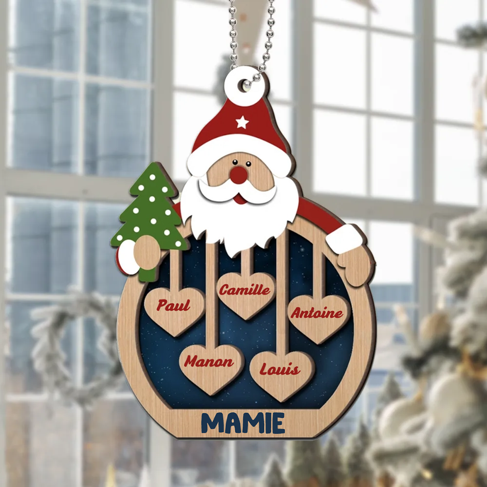Les chéris du Père Noël - Ornement en bois personnalisé à 2 couches