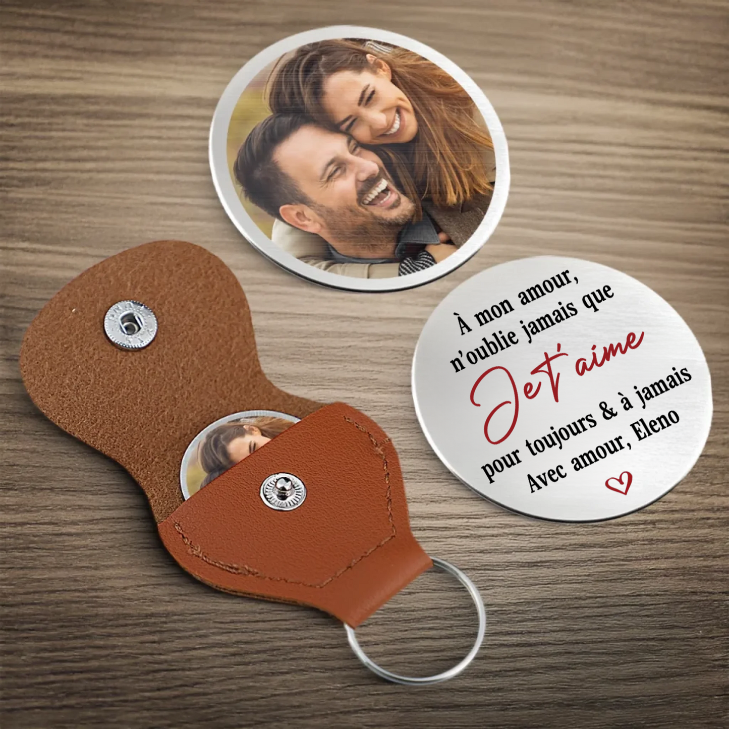 Je t’aime – Mini-câlin de poche avec photo pour couple