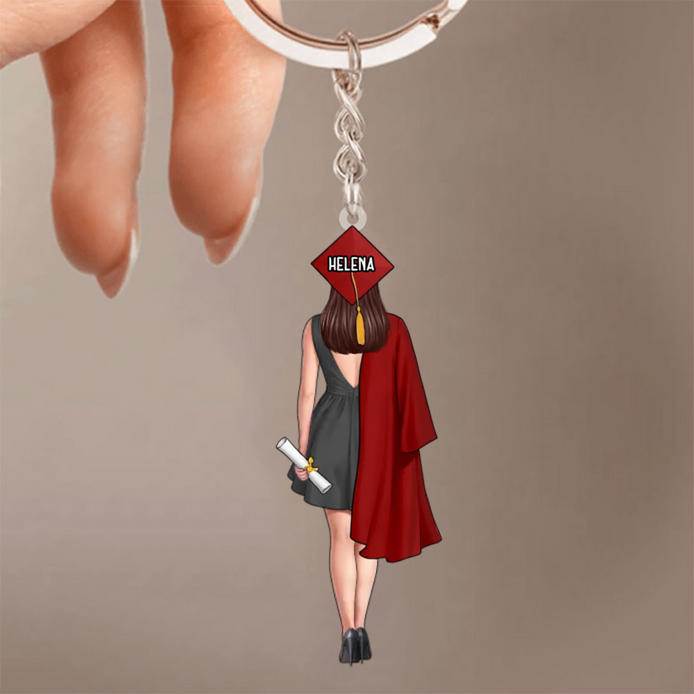 Porte-clés personnalisé en acrylique pour remise de diplôme – Fille et garçon
