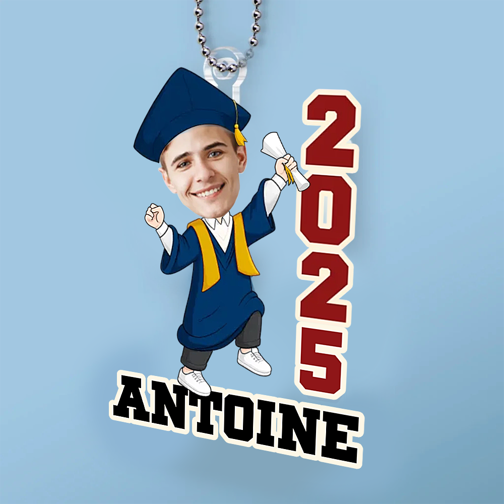 Ornement photo personnalisé avec année et prénom pour la remise des diplômes