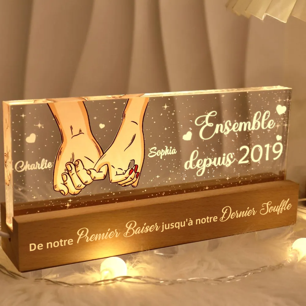 « Petite promesse » – Veilleuse LED personnalisée pour couple