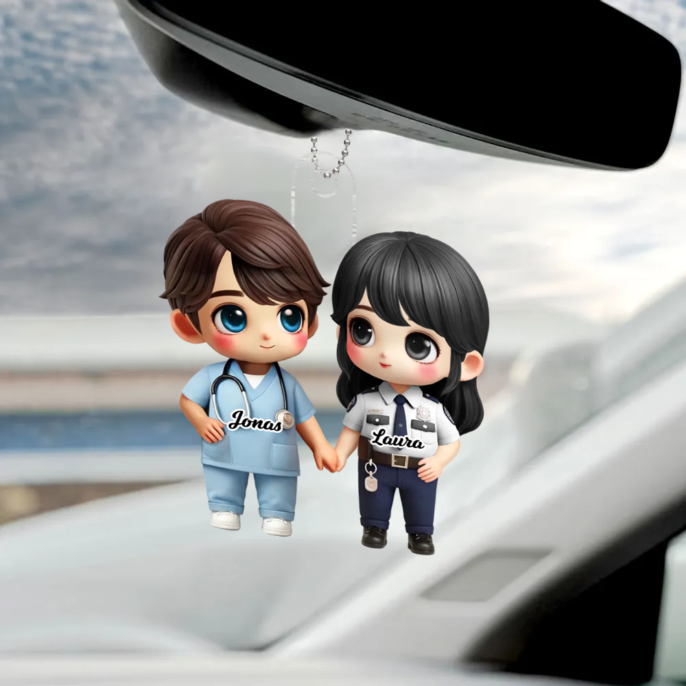 Porte-voiture en acrylique Couple en tenue professionnelle – Cadeau pour couple