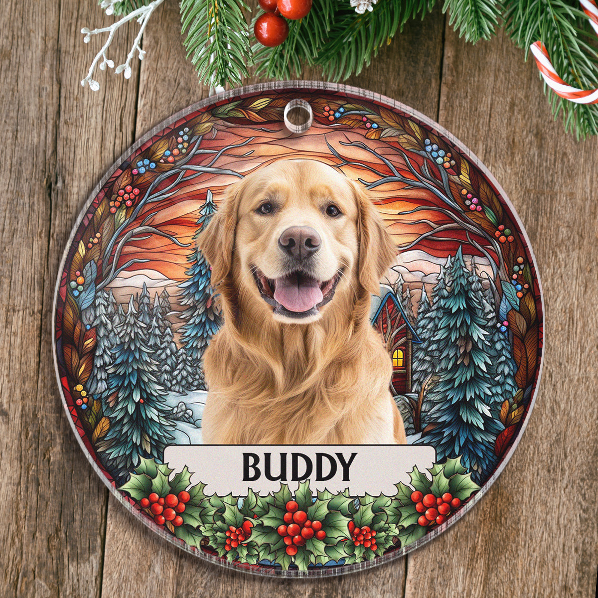 Pendentif de Noël en acrylique personnalisé avec photo et prénom