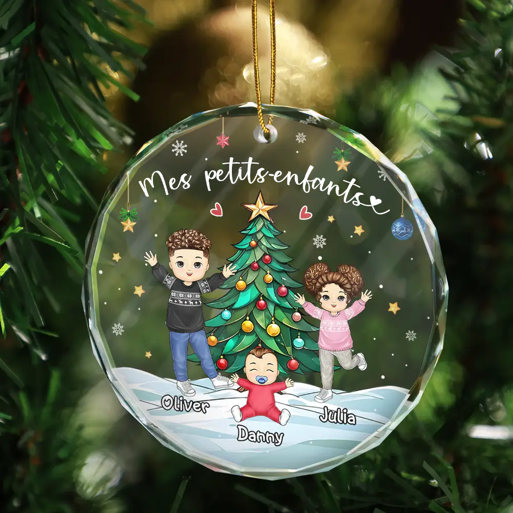Ornement rond en verre personnalisé Décorations de Noël pour mamie et papi