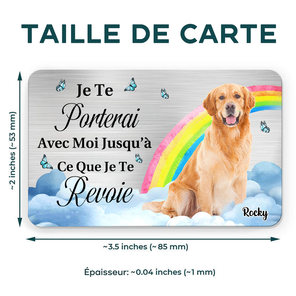 Carte portefeuille photo avec arc-en-ciel Cadeau de condoléances pour animal de compagnie