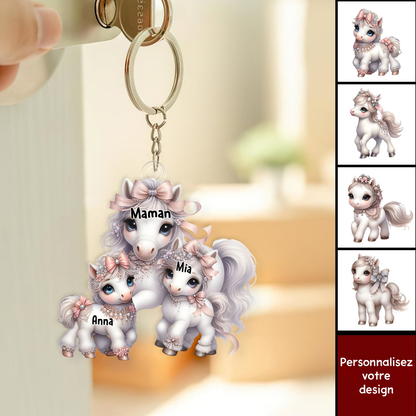 Porte-clés en acrylique personnalisé – Poney