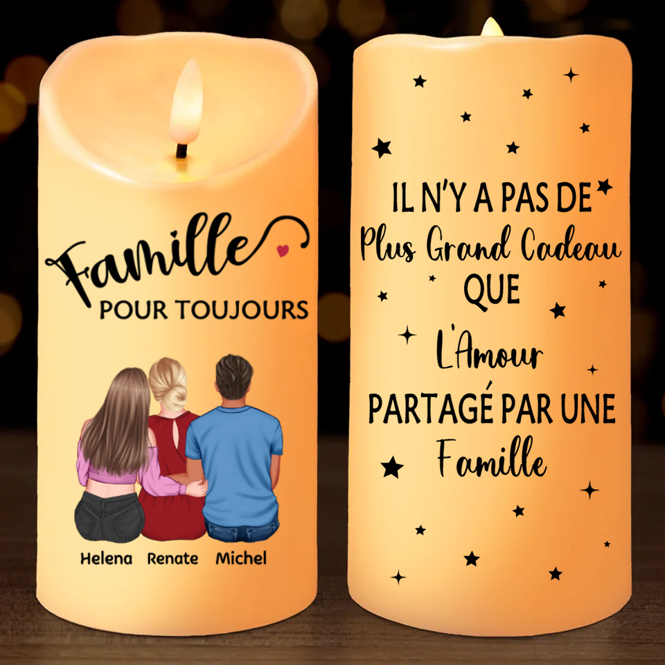 Bougie LED personnalisée pour la famille et les meilleurs amis