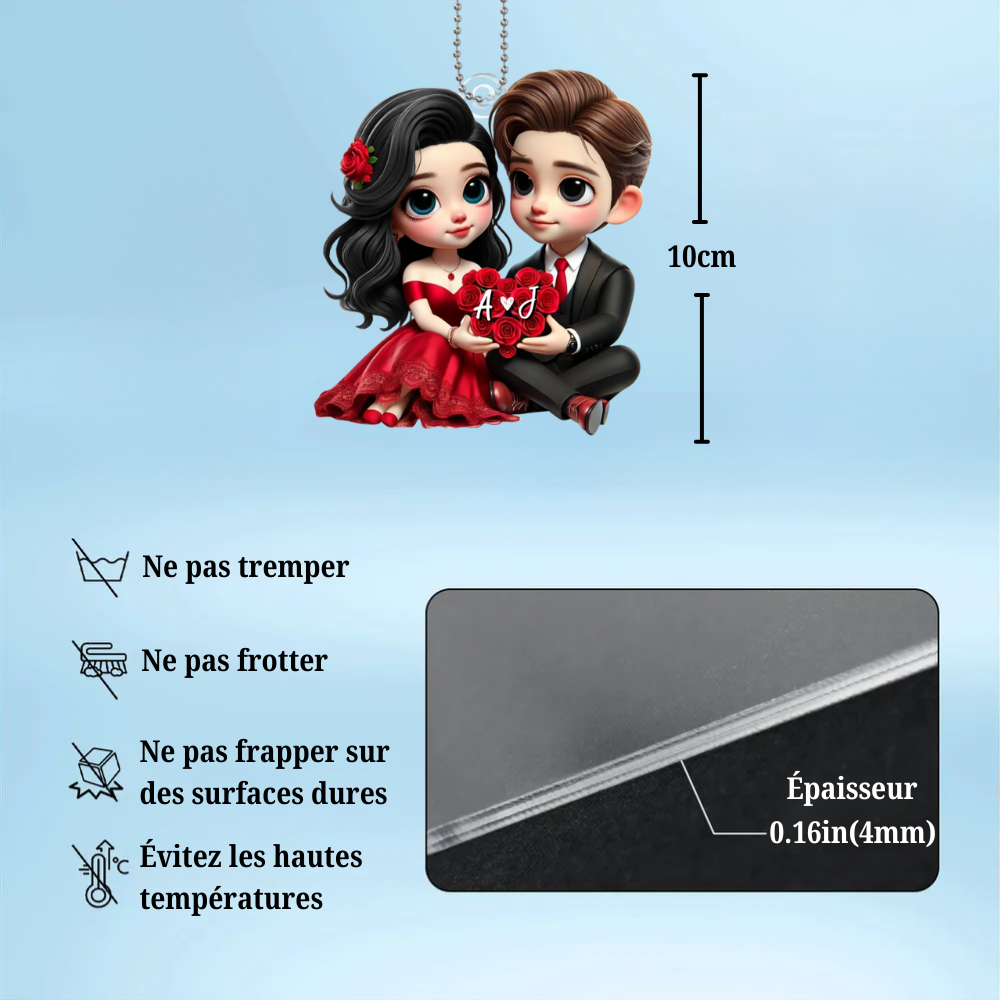 Couple avec roses – Pendentif en acrylique, cadeau pour couple