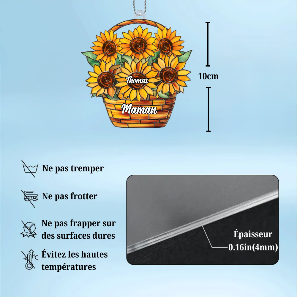 Tournesol-Pendentif personnalisé avec nom